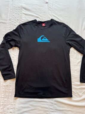 Quiksilver Black Long Sleeve Tee with Bright Blue Logo